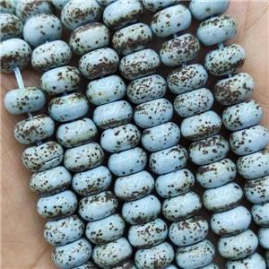 Natural Bodhi Tuquoise Rondelle Beads Smooth Blue, approx 8mm
