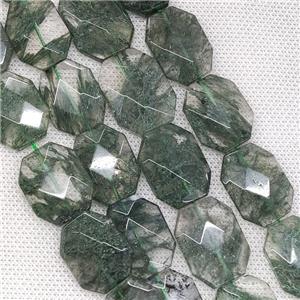 Natural Green Quartz Beads Faceted Slice, approx 18-25mm