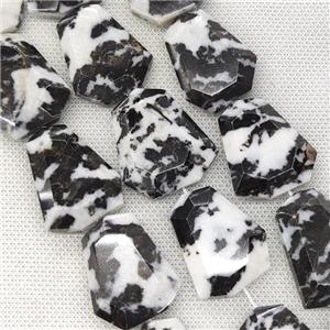 Black White Zebra Jasper Beads Faceted Slice, approx 26-33mm