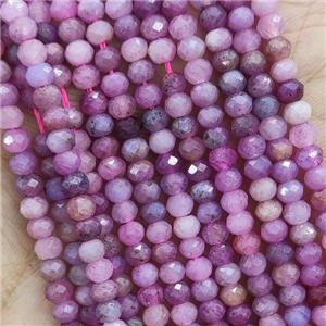 Natural Ruby Beads Pink Faceted Rondelle, approx 4mm