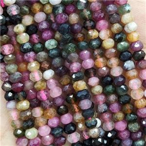 Multicolor Tourmaline Beads Faceted Rondelle, approx 4mm
