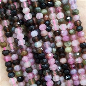 Tourmaline Beads Faceted Rondelle Multicolor, approx 4mm