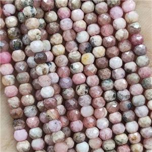 Natural Argentine Rhodochrosite Beads B-Grade Faceted Rondelle, approx 4mm