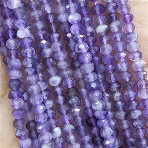 Natural Amethyst Beads Purple Faceted Rondelle, approx 4mm