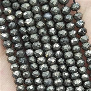 Natural Pyrite Beads Faceted Rondelle, approx 4mm