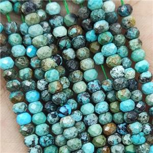 Natural Chinese Hubei Turquoise Faceted Rondelle, approx 4mm
