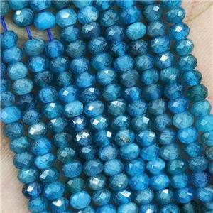 Natural Apatite Beads Blue Faceted Rondelle, approx 4mm