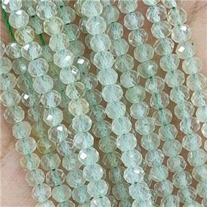 Green Prehnite Beads Faceted Rondelle, approx 4mm