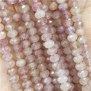 Natural Strawberry Quartz Beads Pink Faceted Rondelle, approx 4mm