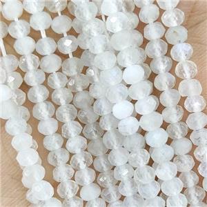 Natural White Moonstone Seed Beads Faceted Rondelle, approx 4mm