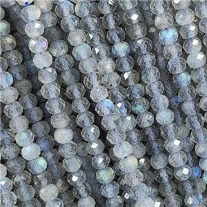 Natural Labradorite Beads A-Grade Faceted Rondelle, approx 4mm