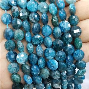 Natural Apatite Beads Blue Faceted Circle, approx 10mm