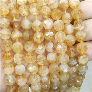 Natural Citrine Beads Faceted Round Yellow, approx 10mm