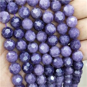 Purple Lepidolite Beads Faceted Round, approx 10mm