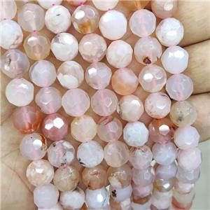 Natural Pink Cherry Agate Beads Sakura Faceted Round, approx 10mm