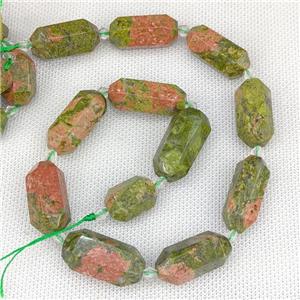 Unakite Prism Beads Green, approx 13-27mm, 12pcs per st