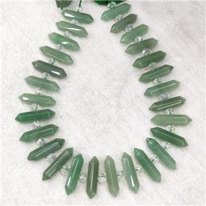 Green Aventurine Bullet Beads, approx 8-32mm