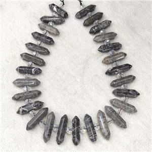 Gray Map Jasper Bullet Beads, approx 8-32mm