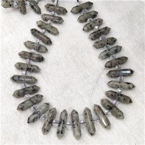Kiwi Jasper Bullet Beads, approx 8-32mm