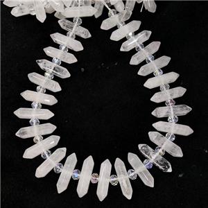 White Crystal Quartz Bullet Beads, approx 8-32mm