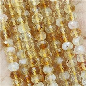 Natural Citrine Beads Yellow AA-Grade Faceted Rondelle, approx 5.6-6mm