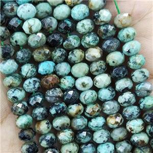 Natural African Turquoise Beads Green Faceted Rondelle, approx 5.6-6mm