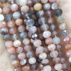 Natural Moonstone Beads Multicolor Faceted Rondelle, approx 5.6-6mm