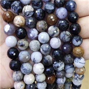 Black Moss Opal Beads Faceted Round, approx 6mm dia