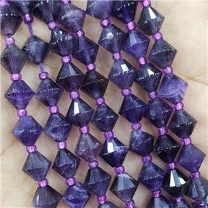Natural Amethyst Beads Purple Bicone, approx 8mm