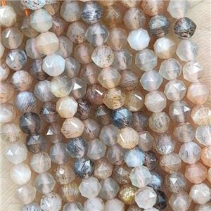 Mixed Moonstone Beads Cut Round Tiny, approx 4mm