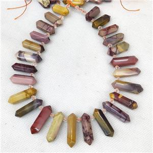 Natural Mookaite Bullet Beads Multicolor Topdrilled Graduated, approx 9-38mm