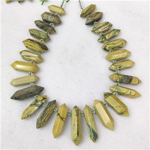 Green Verdite Bullet Beads Topdrilled Graduated, approx 9-38mm