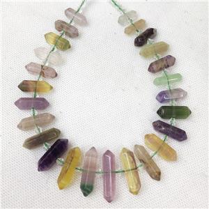 Natural Fluorite Bullet Beads Prism Graduated, approx 9-38mm