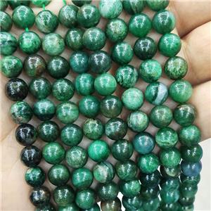 Natural African Mica Verdite Beads Smooth Round Green Fuchsite, approx 4mm dia