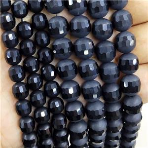 Black Onyx Agate Beads Round Faceted Matte, approx 10mm dia