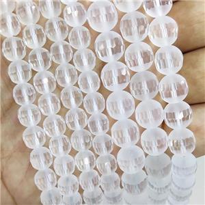 Clear Quartz Beads Round Faceted Matte, approx 10mm dia