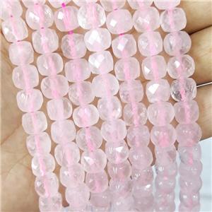 Natural Rose Quartz Beads Faceted Cube Pink, approx 9-10mm