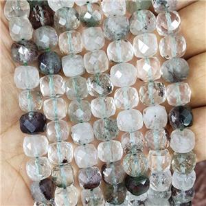 Natural Chlorite Quartz Beads Faceted Cube, approx 9-10mm