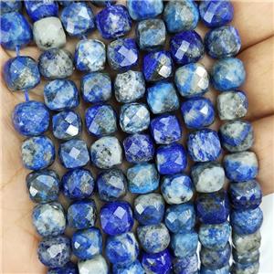 Natural Lapis Lazuli Beads Faceted Cube, approx 9-10mm