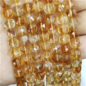 Natural Citrine Beads Yellow Faceted Cube A-Grade, approx 8-10mm