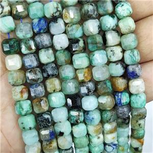 Natural Azurite Beads Faceted Cube, approx 7-8mm
