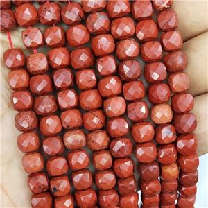 Natural Red Jasper Beads Faceted Cube, approx 7-8mm