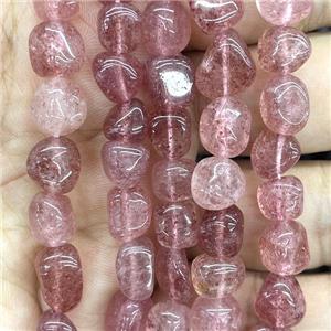Natural Pink Strawberry Quartz Chip Beads Freeform, approx 6-9mm