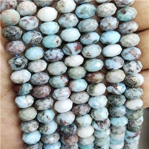 Natural Larimar Beads Faceted Rondelle B-Grade, approx 8mm
