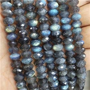 Natural Labradorite Beads Faceted Rondelle AA-Grade, approx 7.5mm