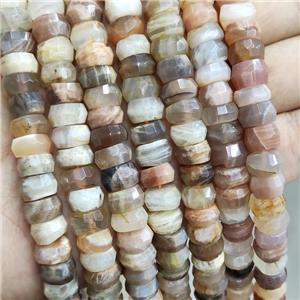 Natural Moonstone Beads Multicolor Faceted Rondelle, approx 5x10mm