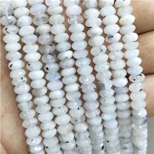 Natural Rainbow White Moonstone Beads Faceted Rondelle B-Grade, approx 4x7mm