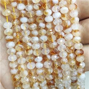 Natural Citrine Beads Faceted Rondelle Yellow, approx 4x6mm