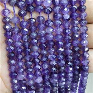 Natural Amethyst Beads Purple Faceted Rondelle, approx 3x7mm