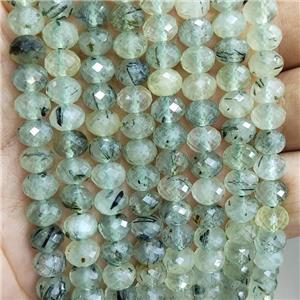 Natural Prehnite Beads Green Faceted Rondelle, approx 5x8mm